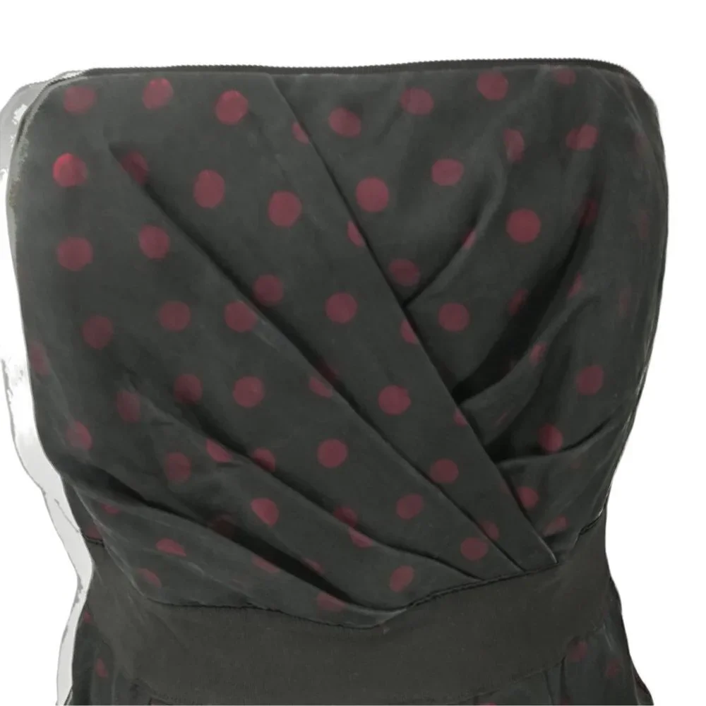 White House Black Market Polka Dot Strapless Party Dress Size 2 WHBM Silk LBD - Picture 2 of 12